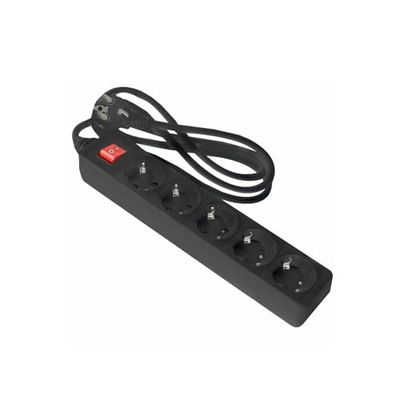 Base de enchufes Negra 5 Tomas con Cable de 1,5 m, Ideal para conexión de Dispositivos eléctricos en hogares y oficinas.