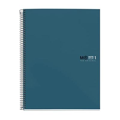 Miquelrius - Notitieboek A5, Notebook The Original Colors, 80 Bladen van 90 g/m² en 1 Kleurstrook, Notitieboek met Horizontale Lijnen 7 mm, 4 Gaten, Harde Kaft van Gelamineerd Karton, Oceaan