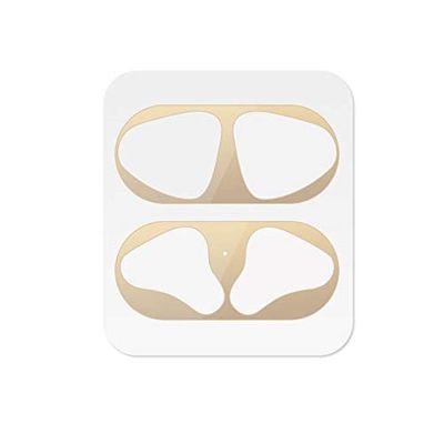 StyleDesign - Adesivo antipolvere compatibile con Apple AirPods, protezione antipolvere in metallo, colore oro
