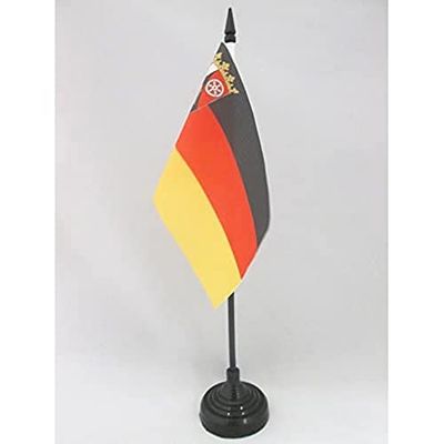 AZ FLAG - Drapeau De Table Rhénanie-Palatinat - 15x10 cm - Mini Drapeau De Rheinland-Pfalz De Bureau 100% Polyester Avec Hampe De 25cm Et Socle En Plastique Noir
