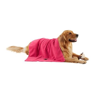 Bone Dry Pet Grooming Towel Collection Assorbente Microfibra XL 41x23.5, Sorbetto Ricamato Lampone