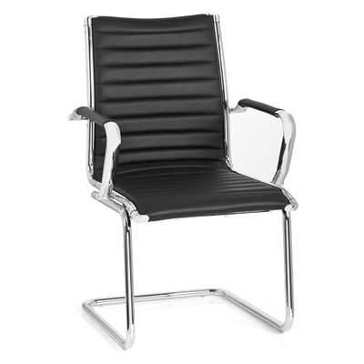hjh OFFICE 660942 Chaise Visiteur à piétement Luge VEMONA V en Similicuir Noir Chaise de conférence avec accoudoirs