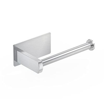EMPAVA Porta rotolo di carta igienica autoadesivo, in acciaio inox SUS304, antiruggine, senza foratura, per bagno, cucina, bagno, argento