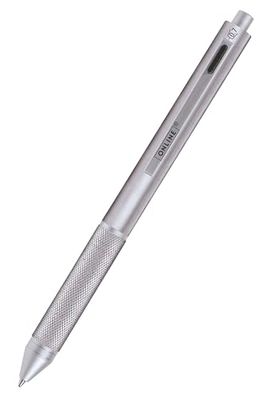 Online Multipen 4-in-1 Silver | ballpoint pen & pencil | multifunctional metal pen | 3 pen points in blue, black, and red, mechanical pencil lead | incl. rubber