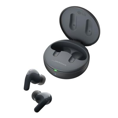 LG Electronics Tone Free DT90Q Auriculares intraurales Bluetooth, con Sonido Dolby Atmos, tecnología Meridian, cancelación Activa de Ruido ANC, y UVnano+, Negro