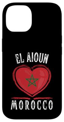Morocco Flag Heart El Aïoun City Custodia per iPhone 14