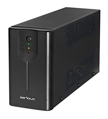 UPS Serioux LD600LI, Line Interactive, 600 VA/360 W, 2 Schuko-uttag, USB/RJ45, automatisk spänningsregulator, hantering, automatisk omstart