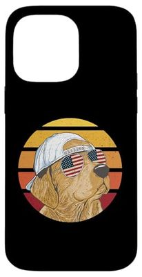 Lunettes de soleil vintage Golden Retriever avec drapeau américain Coque pour iPhone 14 Pro Max