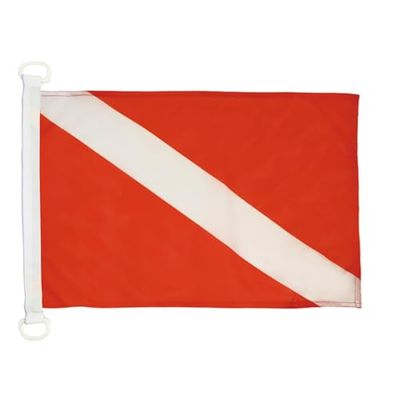 AZ FLAG - Drapeau Pavillon de plongée sous-marine - 45x30 cm - Pavillon Nautique Pavillon Rouge Spécial Bateau Et Extérieur En Maille Bloquée Avec Anneaux Plastiques Intégrés - 30g