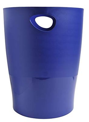 Exacompta - Ref.453104D - Set of 8 waste paper bins with ECOBIN handles - large capacity 15 liters - Certified Blue Angel - dimensions 26.3 x 26.3 x 33.5 cm - 1 year warranty - Opaque Midnight Blue