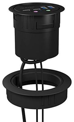 ICY BOX - Base da tavolo integrata con ingressi multipli nera (per mozzi da tavolo da 60 mm a passanti da 80 mm)