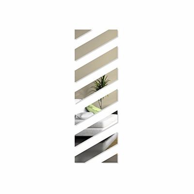 FLEXISTYLE Tiras de Espejo Decorativas, diseño Moderno, Espejo acrílico de 3 mm de la UE, salón, Dormitorio, Pasillo, irrompible, decoración para el hogar, Plata