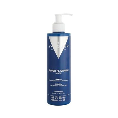 Valquer Silver Platinum Mask Conditions, Nourishes, and Repairs Blonde or Bleached Hair. Toning and Neutralizing Yellowish and Orange Colors with Malakite and Panthenol. Vegan. 275 ml