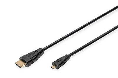 DIGITUS Cabo de conexão HDMI de alta velocidade, tipo A - 1,0 m - com canal Ethernet - Full HD 1080p/60 Hz - compatível com TV/beamer/monitor - contactos banhados a ouro - preto