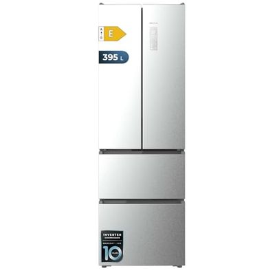 Cecotec Réfrigérateur Américain Porte Française 395L Total No Frost Bolero CoolMarket Combi F2D 395 Inox E. Hauteur 201cm et 59,5cm Largeur, MAX INSIDE avec VIP tech, Cool Matrix, Basse Consommation