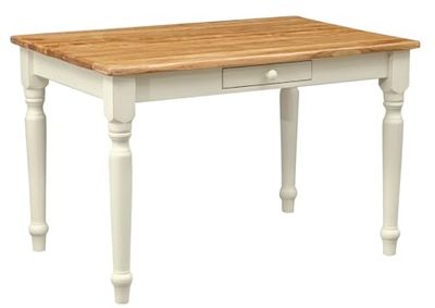Biscottini Tavolo scrivania legno L120,5xPR80,5xH80,5 cm - Tavolo cucina in massello di tiglio - Tavolo da pranzo per interni ed esterni - Tavolo legno massello con cassetto