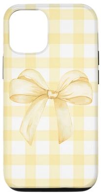 Yellow Bow Cute Yellow Gingham Aesthetic Case for iPhone 12/12 Pro