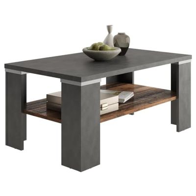 Bastille salontafel, 100 x 60 cm, met inlegplank, antraciet/bruin