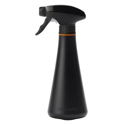 Fiskars plant sprayer, 0.3 l, spray bottle for watering sensitive plants and cleaning large leaves, height: 20.5 cm, synthetic resin, black/orange, 1071306