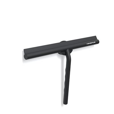 Minismus Shower Squeegee - Squeegee for Shower, Bathroom, Tiles, Mirrors, Windows - Includes Magnetic Holder No Drilling Required - Modern Design in Elegant (33 cm, Black)