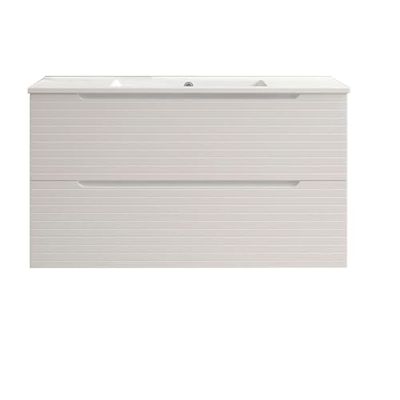 Kibath Mobile bagno con lavabo boreale 60 cm 2 cassetti sospesi finitura bianco opaco realizzato in legno, grande