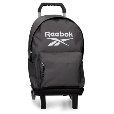 Reebok Boston Zaino Scuola Doppio Scomparto con Carrello Portatile 15,6 Pollici Grigio 31x44x17,5 cm Poliestere by Joumma Bags, grigio, 31x44x17.5 cms, Zaino per laptop doppio scomparto