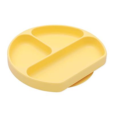 Bumkins Plat à Poignée en Silicone Plaque d'Aspiration pour Bébé Tout Petit sans BPA au Lave Vaisselle au Micro-ondes Jaune 1 Unité