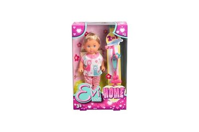 Simba Evi Love Home Toy Doll in Cute Jogging Suit with Vacuum Cleaner with 2-in-1 Function, 12 cm, from 3 Years