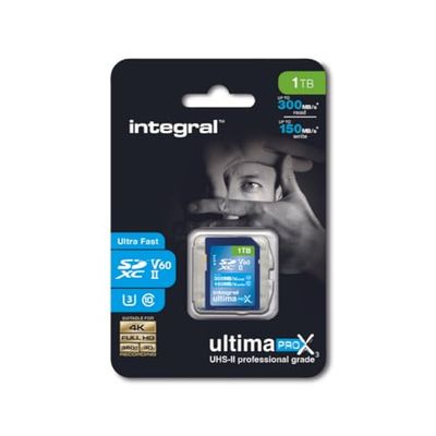 Integral 1TB UHS-II SD-kaart V60 Tot 300 MBs Lezen en 150 MBs schrijfsnelheid 1733X SDXC Professionele Hoge Snelheid Geheugenkaart