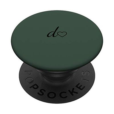 Black Initial Letter D Heart Minimalist Forrest Green PopSockets PopGrip: Swappable Grip for Phones & Tablets