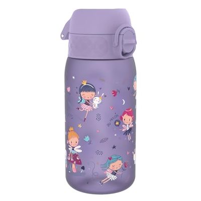 Ion8 Gourde Enfant, 350ml, Anti-Fuite, Facile à Ouvrir, Verrouillage Sécurisé, Lavable en Lave-Vaisselle, Sans BPA, Poignée de Transport, Facile à Nettoyer, Carbone Neutre, Fées