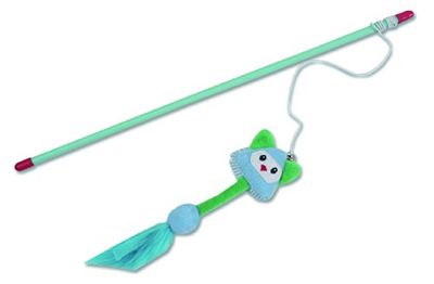 ARQUIVET Blauwe stoffen muisstaaf 47 cm voor katten - kattenspeelgoed en accessoires - entertainment voor huisdieren - trek de aandacht van je kat tijdens het spelen