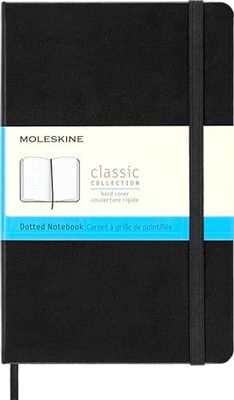 Moleskine Classic Dotted Paper Notebook, Hard Cover and Elastic Closure Journal, Color Black, Size Medium 11.5 x 18 cm, 208 Pages