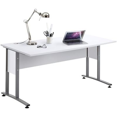 FMD Möbel CALVIA 2 Bureau, Bois d'ingénierie, Blanc Brillant, Rectangulaire