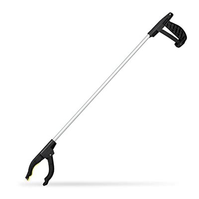 Relaxdays universele grijper, afvalgrijper, opraaphulp voor senioren, ergonomisch, 76 cm, aluminium, zilver/zwart