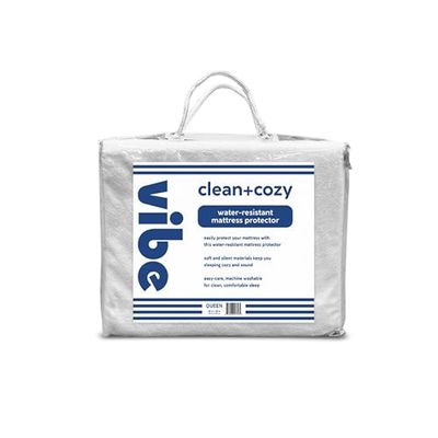 Vibe Premium Fitted Washable Terry Cloth Waterproof Mattress Pad, Polyester, White, California King