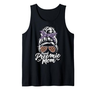 Preemie Mom Messy Bun Hair Sunglasses Mothers Day Gift Tank Top