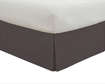 Lux Hotel Tailored Bed Skirt Classic 14" Drop Length Pleated Styling, King, Grey