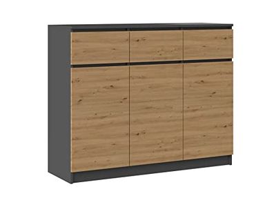 Oggi Lugo Armoire, Bois d'ingénierie, Anthracite/Artisan, 120 x 97 x 40 cm (D3)