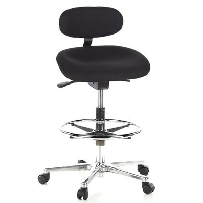 hjh OFFICE 608300 Draaistoel WORK MF Stof Zwart stahulp draaistoel met leuning & voetensteun, zitting kantelbaar & in hoogte verstelbaar