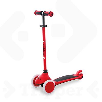 Mondo On&Go - Tripper Monopattino 3 ruote - Ruote in PU e manopole TPR - freno di sicurezza posteriore - Colore rosso