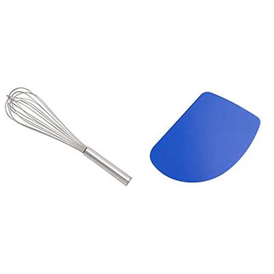 Vogue Heavy Whisk 16In 405mm Kitchen Tool Milk Egg Beater Mixer Utensils & E401 Plain Plastic Scraper
