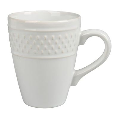 GENEVIEVE LETHU Taza de loza de 35 cl, diseño de grano de arroz, diámetro 8,5 cm, altura 11 cm, color blanco