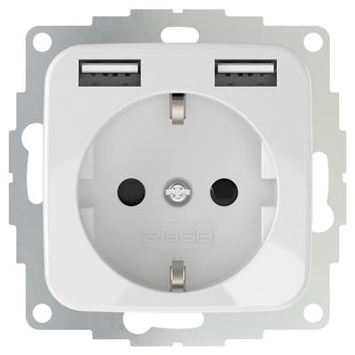 2USB inCharge PRO SI - 12W 2,4A - glanzend wit USB stopcontact met 2 USB-A uitgangen