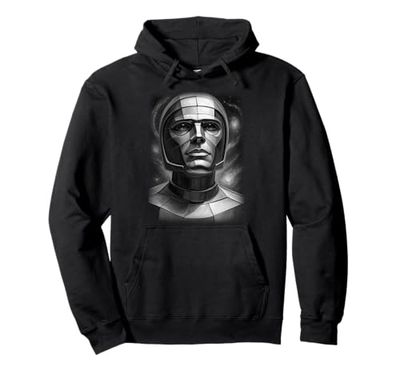Black n White Humanoid Robot Pullover Hoodie