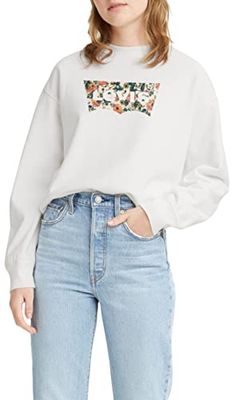 Levi's Graphic Standard Crewneck, Donna, Floral Batwing Logo Gardenia, XS