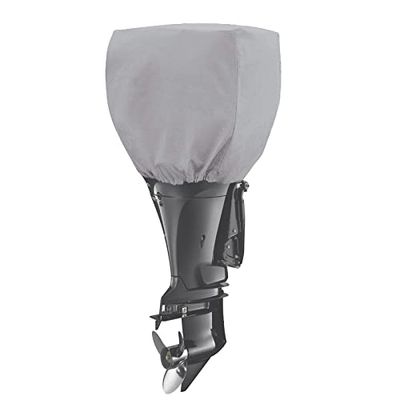 Housse de Moteur Hors-Bord 600D très résistante et imperméable pour Moteur de Bateau - pour Mercury, Yamaha, Suzuki, Evinrude, Gris (25 ch - 50 CV)