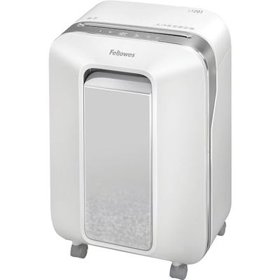 Fellowes LX201 Distruggi Documenti a Microframmento, 12 Fogli, per Uso Personale e Piccolo Ufficio, con Tecnologia 100% Antiinceppamento e Safesense, Bianco