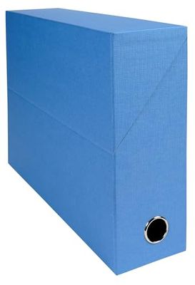 Exacompta - Ref 89526E - 5 x Transfer Boxes Made of Canvas Paper - 90 mm Spine - with Metal Eyelet - for A4 Size - Dimensions 25.5 x 34 x 9 cm - Grey - Delivered Fully Assembled