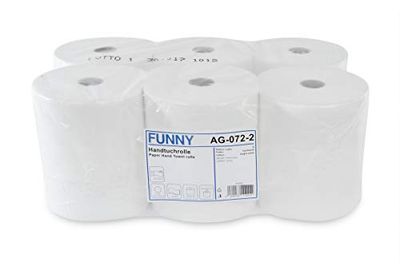 Funny Rouleau de Serviettes avec Noyau Spécial, pour Systèmes de Distribution sans Marque, 2 Couches, Blanc Brillant, 21 cm, 130 m, 4 Noyaux, 1 Paquet (1 x 6 pièces)